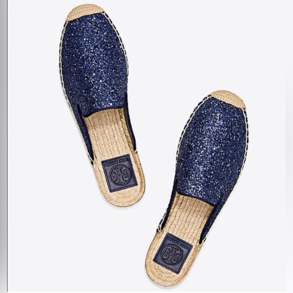 Tory Burch Max Glitter Espadrille Slides Shoes Women’s Size 8